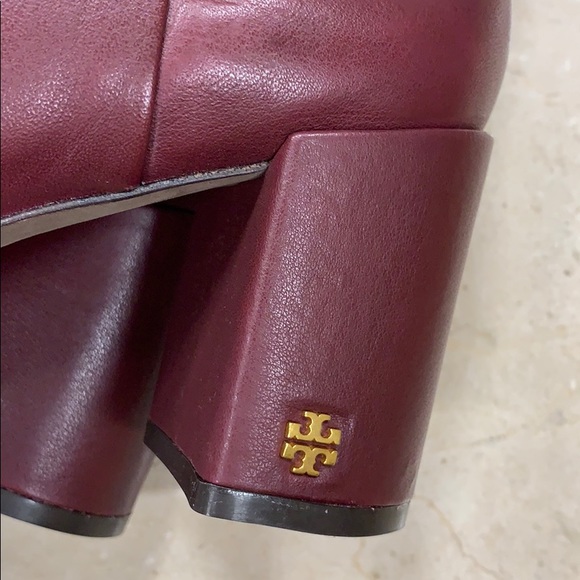 TORY BURCH BROOKE TALL BOOTS/SLOUCHY COLOR CLARET WITH WRAPPED HEEL SZ US 8 1/2 - Picture 13 of 15